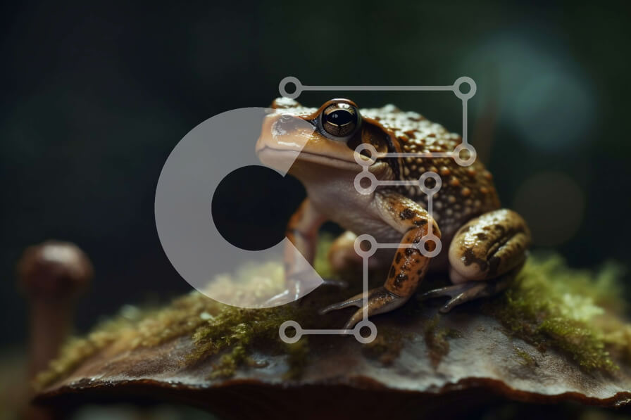 Intra Συλλεκτικό Ξύλινο Παζλ Plywood  4mm - Μικρός καφές βάτραχος που κάθεται στο ποώδη κούτσουρο στο δάσος Σε Ξύλινο Κουτί - Διαστάσεις: 10x10 cm – 25 κομμάτια