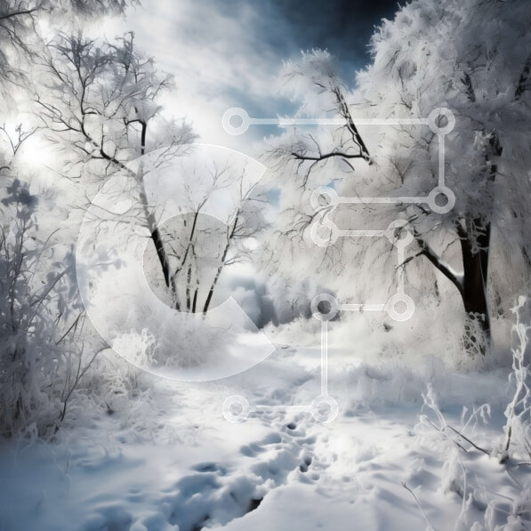 Intra Συλλεκτικό Ξύλινο Παζλ Plywood  4mm - Όμορφη εικόνα ενός χειμερινού δάσους με χιονισμένα δέντρα Σε Ξύλινο Κουτί - Διαστάσεις: 10x10 cm – 25 κομμάτια