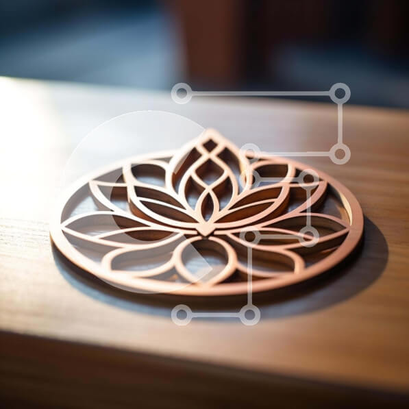 Intra Συλλεκτικό Ξύλινο Παζλ Plywood  4mm - Κυκλικό μεταλλικό σχέδιο σε ξύλινο τραπέζι Σε Ξύλινο Κουτί - Διαστάσεις: 10x10 cm – 25 κομμάτια