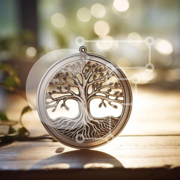 Intra Συλλεκτικό Ξύλινο Παζλ Plywood  4mm - Μενταγιόν σε σχήμα δέντρου που συμβολίζει τη ζωή και την ανανέωση Σε Ξύλινο Κουτί - Διαστάσεις: 10x10 cm – 25 κομμάτια