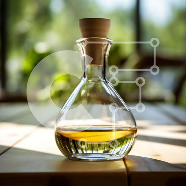 Σετ των 2 Intra Συλλεκτικό Ξύλινο Παζλ Plywood  4mm - Καράφα γεμάτη με λάδι σε ανοιχτό ξύλινο τραπέζι Σε Ξύλινο Κουτί - Διαστάσεις: 10x10 cm – 25 κομμάτια