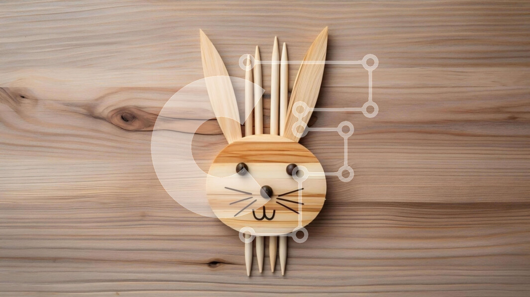 Intra Συλλεκτικό Ξύλινο Παζλ Plywood  4mm - Ξύλινο κεφάλι λαγουδάκι με οδοντογλυφίδες σε ξύλινο φόντο Σε Ξύλινο Κουτί - Διαστάσεις: 10x10 cm – 25 κομμάτια