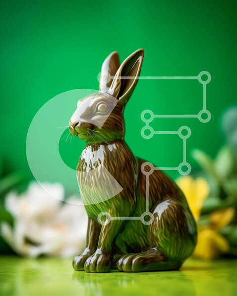 Intra Συλλεκτικό Ξύλινο Παζλ Plywood  4mm - Καφέ ειδώλιο λαγουδάκι με λουλούδια και πρασινάδα Σε Ξύλινο Κουτί - Διαστάσεις Puzzle: 10x10 cm – 25 κομμάτια