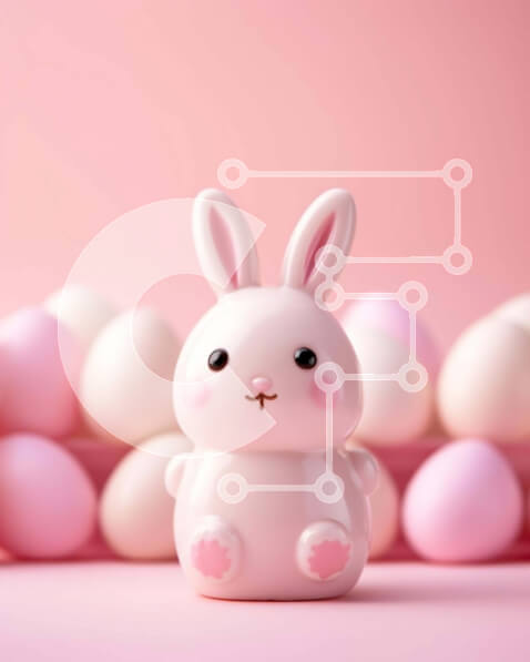 Intra Συλλεκτικό Ξύλινο Παζλ Plywood  4mm - Άσπρο ειδώλιο λαγουδάκι με ροζ και λευκά αυγά Σε Ξύλινο Κουτί - Διαστάσεις: 10x10 cm – 25 κομμάτια