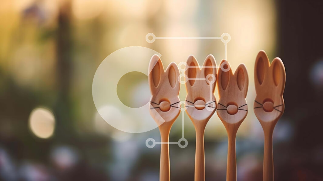 Intra Συλλεκτικό Ξύλινο Παζλ Plywood  4mm - Ξύλινα κουτάλια με πρόσωπα λαγουδάκι Σε Ξύλινο Κουτί - Διαστάσεις Puzzle: 10x10 cm – 25 κομμάτια