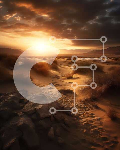 Intra Συλλεκτικό Ξύλινο Παζλ Plywood  4mm - Εκπληκτικό ηλιοβασίλεμα πάνω από ένα έρημο τοπίο με αμμόλοφους και βράχους Σε Ξύλινο Κουτί - Διαστάσεις: 10x10 cm – 25 κομμάτια