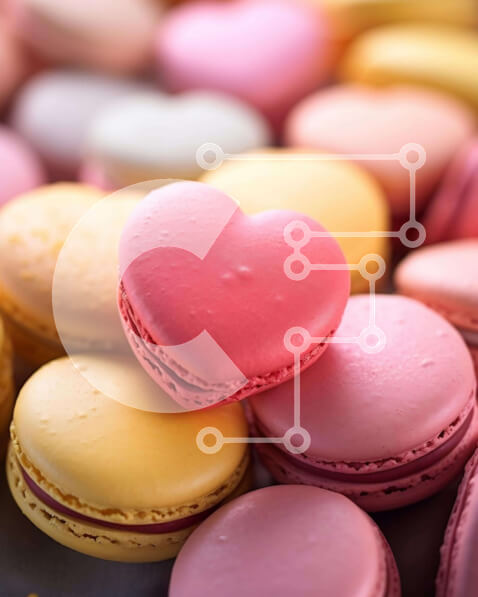 Σετ των 2 Intra Συλλεκτικό Ξύλινο Παζλ Plywood  4mm - Πολύχρωμα μακαρόνια σε σχήμα καρδιάς στο τραπέζι Σε Ξύλινο Κουτί - Διαστάσεις: 10x10 cm – 25 κομμάτια