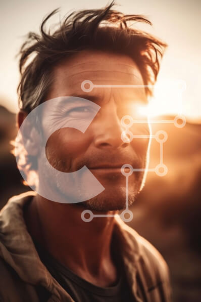 Intra Συλλεκτικό Ξύλινο Παζλ Plywood  4mm - Σοβαρός άντρας με καφέ δερμάτινο μπουφάν και λευκό μπλουζάκι Σε Ξύλινο Κουτί - Διαστάσεις Puzzle: 10x10 cm – 25 κομμάτια