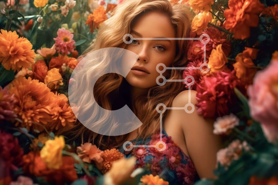 Intra Συλλεκτικό Ξύλινο Παζλ Plywood  4mm - Γαλήνια εικόνα της γυναίκας στο πεδίο των λουλουδιών Σε Ξύλινο Κουτί - Διαστάσεις: 10x10 cm – 25 κομμάτια