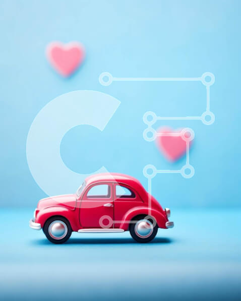 Intra Συλλεκτικό Ξύλινο Παζλ Plywood  4mm - Κόκκινο παιχνίδι αυτοκίνητο με σχήματα καρδιάς Σε Ξύλινο Κουτί - Διαστάσεις: 10x10 cm – 25 κομμάτια