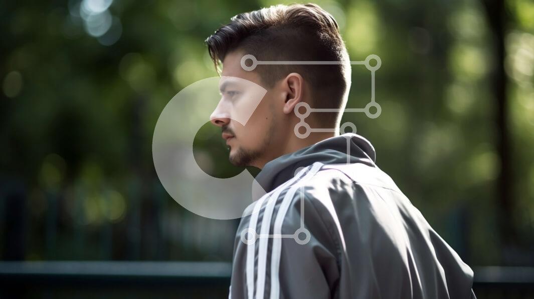 Intra Συλλεκτικό Ξύλινο Παζλ Plywood  4mm - Πορτρέτο ενός νεαρού άνδρα που στέκεται σε ένα πάρκο με ψηλά δέντρα στο φόντο Σε Ξύλινο Κουτί - Διαστάσεις Puzzle: 10x10 cm – 25 κομμάτια