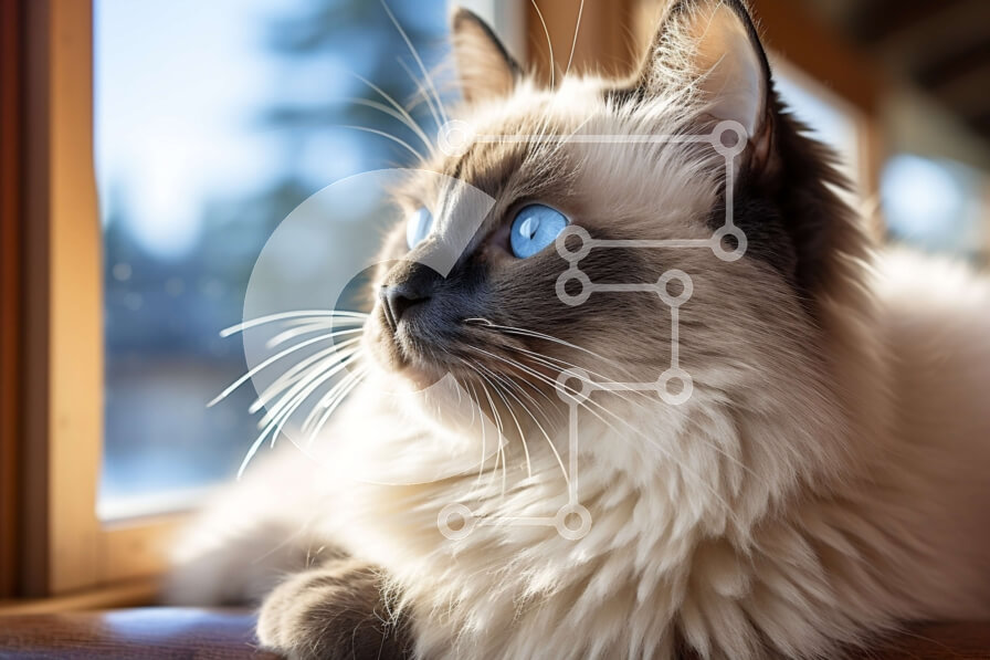 Σετ των 2 Intra Συλλεκτικό Ξύλινο Παζλ Plywood  4mm - Αφράτη Λευκή Γάτα με Μπλε Μάτια από Παράθυρο Σε Ξύλινο Κουτί - Διαστάσεις: 10x10 cm – 25 κομμάτια