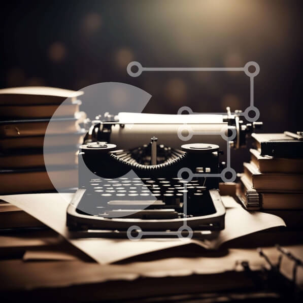 Intra Συλλεκτικό Ξύλινο Παζλ Plywood  4mm - Παλιομοδίτικη γραφομηχανή στη στοίβα βιβλίων Σε Ξύλινο Κουτί - Διαστάσεις: 10x10 cm – 25 κομμάτια