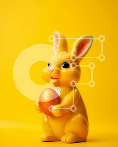 Intra Συλλεκτικό Ξύλινο Παζλ Plywood  4mm - Καλό Πάσχα λαγουδάκι που κρατά αυγό ειδώλιο Σε Ξύλινο Κουτί - Διαστάσεις Puzzle: 10x10 cm – 25 κομμάτια