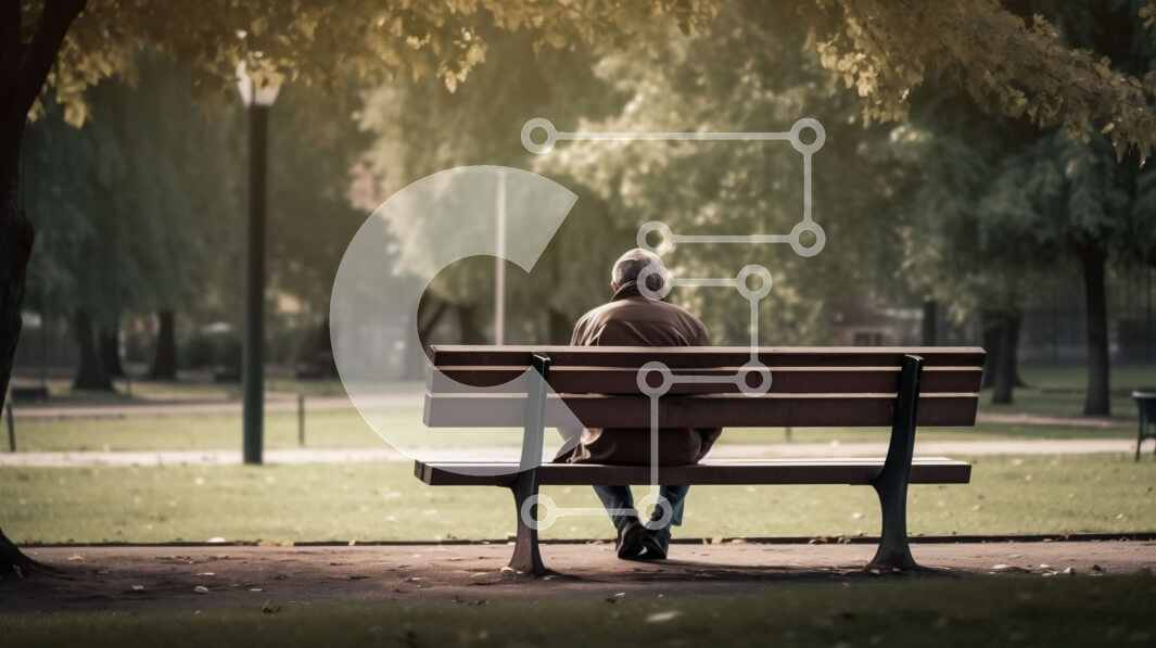 Intra Συλλεκτικό Ξύλινο Παζλ Plywood  4mm - Χαλαρωτική στιγμή στο πάρκο: Άτομο που κάθεται σε ένα παγκάκι που περιβάλλεται από δέντρα και καθαρό μπλε ουρανό Σε Ξύλινο Κουτί - Διαστάσεις Puzzle: 10x10 cm – 25 κομμάτια