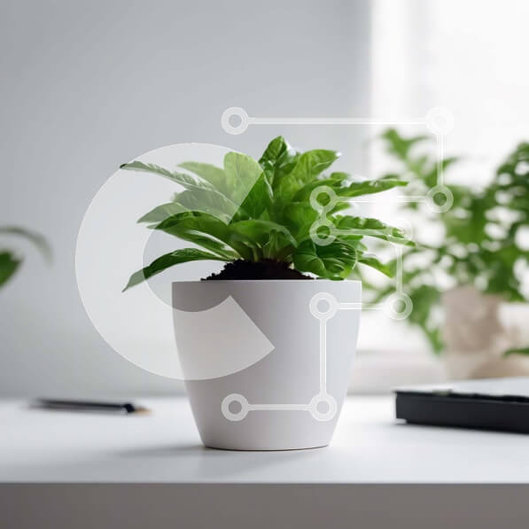 Intra Συλλεκτικό Ξύλινο Παζλ Plywood  4mm - Λευκό φυτό σε γλάστρα στο γραφείο Σε Ξύλινο Κουτί - Διαστάσεις Puzzle: 10x10 cm – 25 κομμάτια