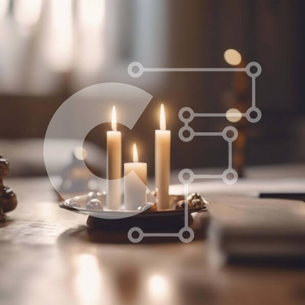 Intra Συλλεκτικό Ξύλινο Παζλ Plywood  4mm - Αναμμένα κεριά σε ξύλινο τραπέζι με ανοιχτό βιβλίο και κηροπήγια Σε Ξύλινο Κουτί - Διαστάσεις Puzzle: 10x10 cm – 25 κομμάτια