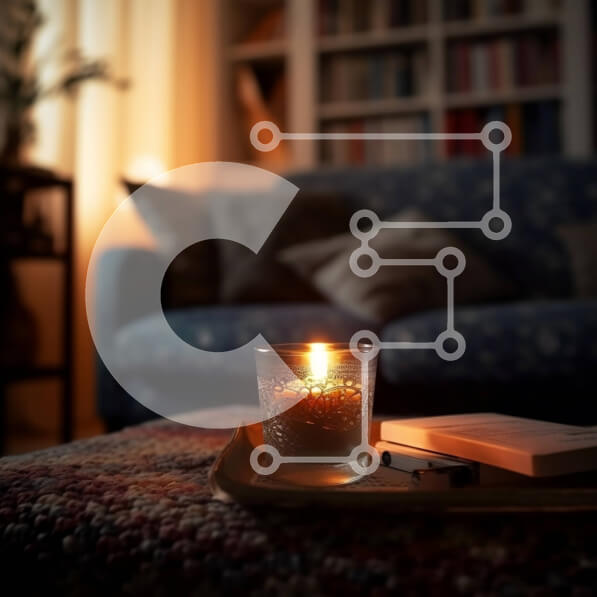 Intra Συλλεκτικό Ξύλινο Παζλ Plywood  4mm - Άνετο σαλόνι με κερί στο τραπέζι Σε Ξύλινο Κουτί - Διαστάσεις Puzzle: 10x10 cm – 25 κομμάτια