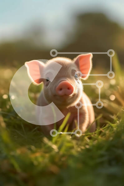 Σετ των 2 Intra Συλλεκτικό Ξύλινο Παζλ Plywood  4mm - Αξιολάτρευτη εικόνα ενός μικρού γουρουνιού σε ένα χωράφι με γρασίδι Σε Ξύλινο Κουτί - Διαστάσεις: 10x10 cm – 25 κομμάτια