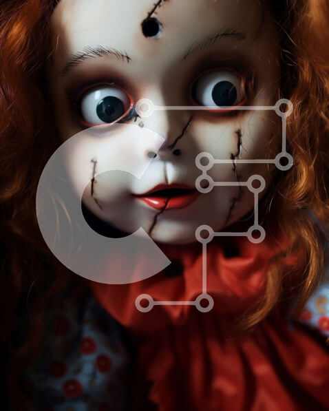 Intra Συλλεκτικό Ξύλινο Παζλ Plywood  4mm - Χαρούμενη κοκκινομάλλα κούκλα με ανοιχτό στόμα Σε Ξύλινο Κουτί - Διαστάσεις Puzzle: 10x10 cm – 25 κομμάτια