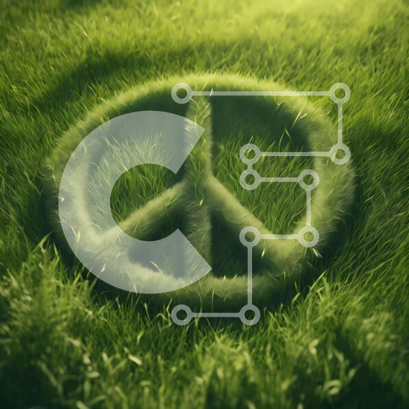 Intra Συλλεκτικό Ξύλινο Παζλ Plywood  4mm - Σύμβολο σημαδιών ειρήνης στο πεδίο χλόης Σε Ξύλινο Κουτί - Διαστάσεις: 10x10 cm – 25 κομμάτια