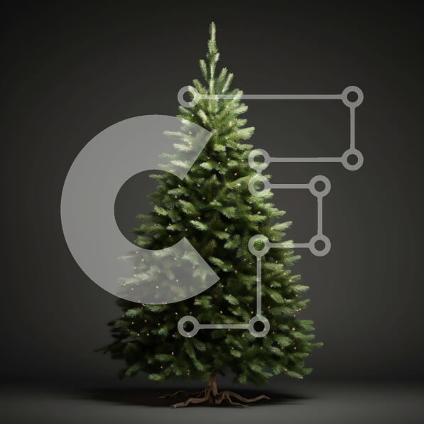 Intra Συλλεκτικό Ξύλινο Παζλ Plywood  4mm - Ενιαίο πράσινο χριστουγεννιάτικο δέντρο σε μαύρο φόντο Σε Ξύλινο Κουτί - Διαστάσεις: 10x10 cm – 25 κομμάτια