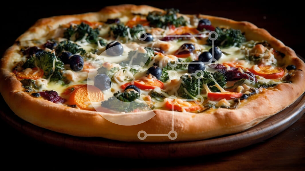 Σετ των 2 Intra Συλλεκτικό Ξύλινο Παζλ Plywood  4mm - Νόστιμη πίτσα με μπρόκολο και ελιές - Παραγγείλετε τώρα Σε Ξύλινο Κουτί - Διαστάσεις: 10x10 cm – 25 κομμάτια