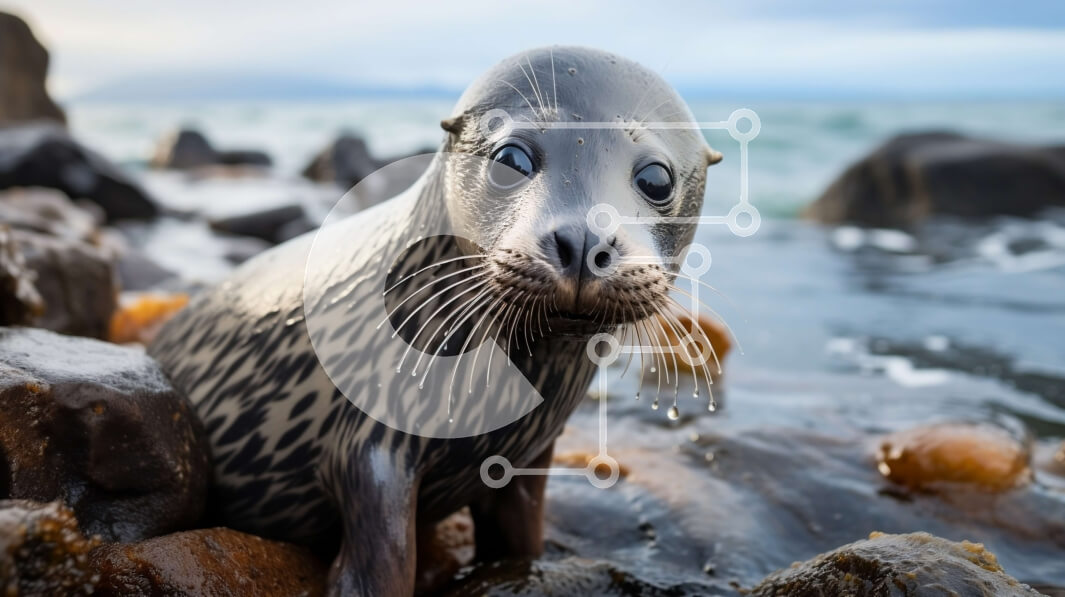 Σετ των 2 Intra Συλλεκτικό Ξύλινο Παζλ Plywood  4mm - Όμορφη εικόνα μιας φώκιας σε έναν βράχο στον ωκεανό Σε Ξύλινο Κουτί - Διαστάσεις: 10x10 cm – 25 κομμάτια