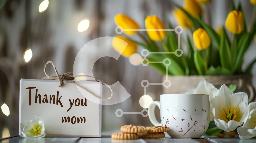 Intra Συλλεκτικό Ξύλινο Παζλ Plywood  4mm - Ευχαριστήρια κάρτα μαμάς με καφέ, μπισκότα και τουλίπες Σε Ξύλινο Κουτί - Διαστάσεις: 10x10 cm – 25 κομμάτια