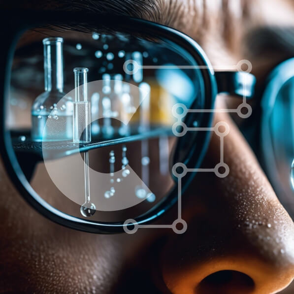 Intra Συλλεκτικό Ξύλινο Παζλ Plywood  4mm - Επιστήμονας φοράει γυαλιά και διεξάγει πειράματα Σε Ξύλινο Κουτί - Διαστάσεις Puzzle: 10x10 cm – 25 κομμάτια