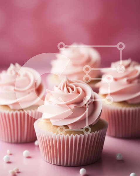 Σετ των 2 Intra Συλλεκτικό Ξύλινο Παζλ Plywood  4mm - Ροζ cupcakes με πάγωμα και πέρλες σε ροζ φόντο Σε Ξύλινο Κουτί - Διαστάσεις: 10x10 cm – 25 κομμάτια