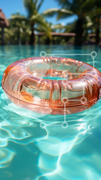 Intra Συλλεκτικό Ξύλινο Παζλ Plywood  4mm - Life Ring επιπλέει σε μια αναζωογονητική πισίνα Σε Ξύλινο Κουτί - Διαστάσεις Puzzle: 10x10 cm – 25 κομμάτια