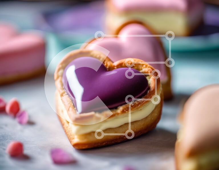 Σετ των 2 Intra Συλλεκτικό Ξύλινο Παζλ Plywood  4mm - Ρομαντικά γλυκά σε σχήμα καρδιάς για την ημέρα του Αγίου Βαλεντίνου Σε Ξύλινο Κουτί - Διαστάσεις: 10x10 cm – 25 κομμάτια