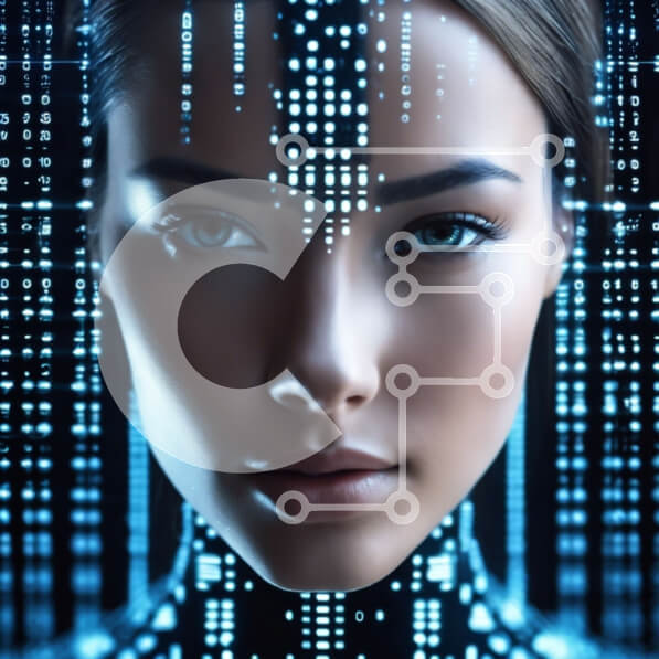 Intra Συλλεκτικό Ξύλινο Παζλ Plywood  4mm - Φουτουριστικό πρόσωπο γυναίκας εμπνευσμένο από την τεχνητή νοημοσύνη Σε Ξύλινο Κουτί - Διαστάσεις Puzzle: 10x10 cm – 25 κομμάτια