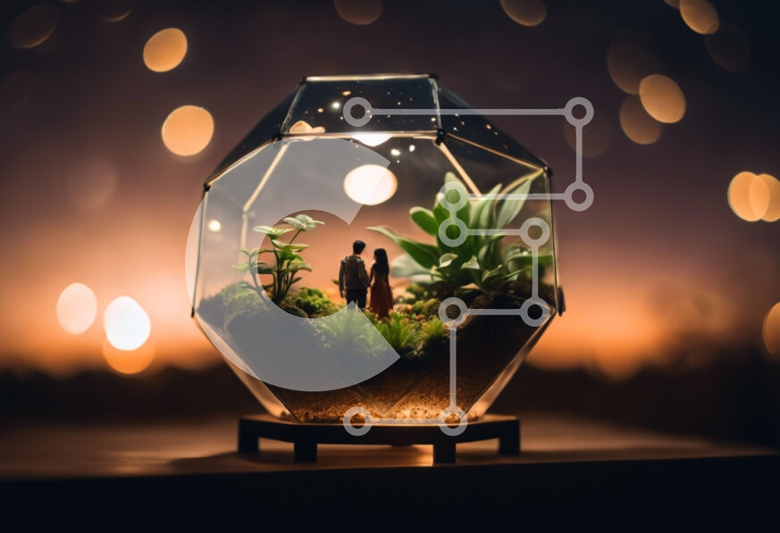 Intra Συλλεκτικό Ξύλινο Παζλ Plywood  4mm - Γυάλινο Terrarium με ειδώλια και φυτά για μινιατούρες κήπους Σε Ξύλινο Κουτί - Διαστάσεις Puzzle: 10x10 cm – 25 κομμάτια