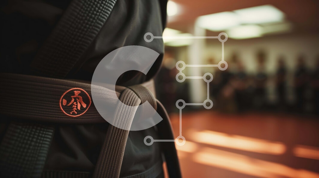 Intra Συλλεκτικό Ξύλινο Παζλ Plywood  4mm - Μαύρη ζώνη με πορτοκαλί ετικέτα στις πολεμικές τέχνες Σε Ξύλινο Κουτί - Διαστάσεις Puzzle: 10x10 cm – 25 κομμάτια