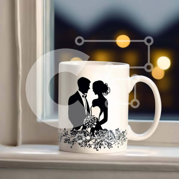 Σετ των 2 Intra Συλλεκτικό Ξύλινο Παζλ Plywood  4mm - Ρομαντική κούπα καφέ με σιλουέτες ζευγαριού Σε Ξύλινο Κουτί - Διαστάσεις: 10x10 cm – 25 κομμάτια