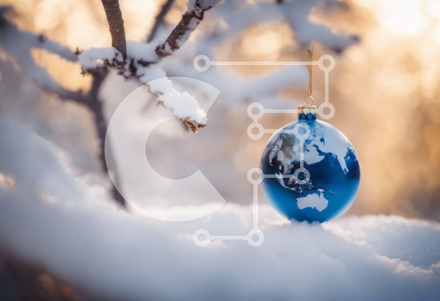 Intra Συλλεκτικό Ξύλινο Παζλ Plywood  4mm - Στολίδι μπλε σφαίρας που κρέμεται στο χιόνι Σε Ξύλινο Κουτί - Διαστάσεις: 10x10 cm – 25 κομμάτια