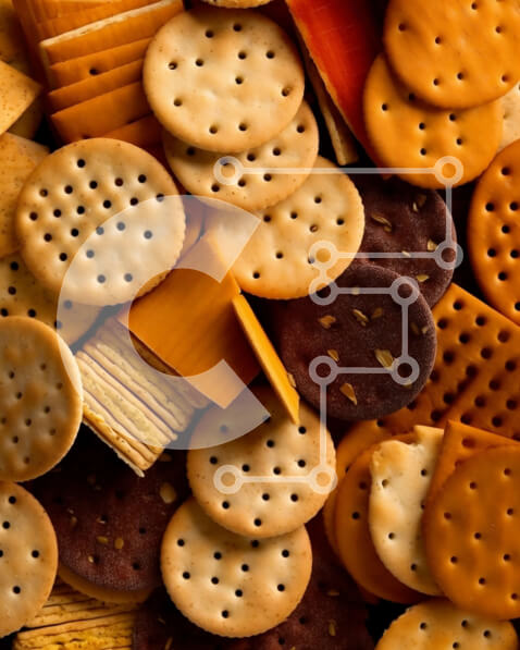 Σετ των 2 Intra Συλλεκτικό Ξύλινο Παζλ Plywood  4mm - Ποικιλία από τυριά και κράκερ σε ένα πιάτο Σε Ξύλινο Κουτί - Διαστάσεις: 10x10 cm – 25 κομμάτια