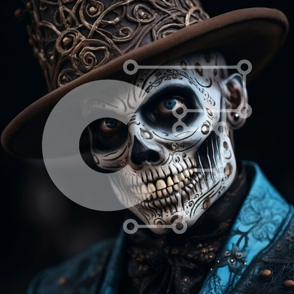 Intra Συλλεκτικό Ξύλινο Παζλ Plywood  4mm - Άνδρας με καπέλο και σκελετό κοστούμι Σε Ξύλινο Κουτί - Διαστάσεις Puzzle: 10x10 cm – 25 κομμάτια