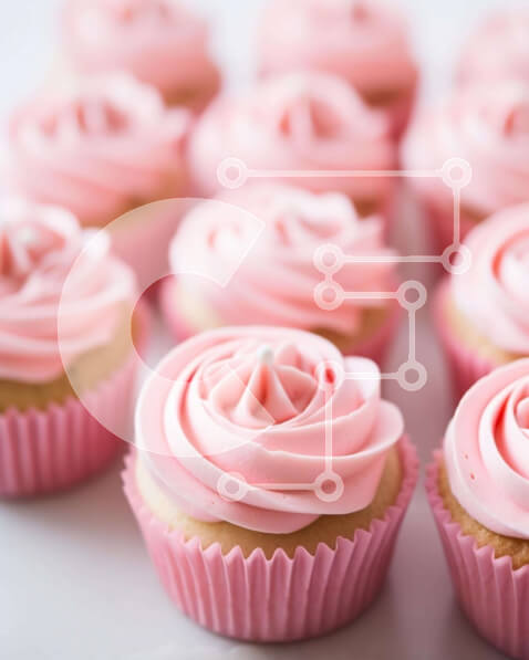 Σετ των 2 Intra Συλλεκτικό Ξύλινο Παζλ Plywood  4mm - Ροζ cupcakes με λευκή οθόνη παγώματος Σε Ξύλινο Κουτί - Διαστάσεις: 10x10 cm – 25 κομμάτια