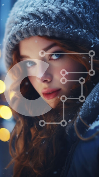 Intra Συλλεκτικό Ξύλινο Παζλ Plywood  4mm - Νεαρή γυναίκα με κόκκινα μαλλιά που φορά χειμερινό καπέλο και κασκόλ Σε Ξύλινο Κουτί - Διαστάσεις Puzzle: 10x10 cm – 25 κομμάτια