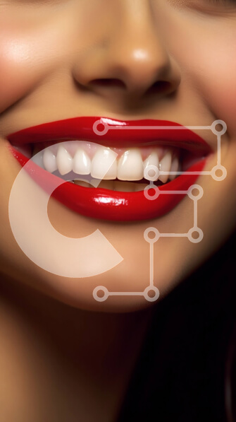 Intra Συλλεκτικό Ξύλινο Παζλ Plywood  4mm - Όμορφο κοντινό πορτρέτο μιας γυναίκας με κόκκινο κραγιόν και ένα υπέροχο χαμόγελο Σε Ξύλινο Κουτί - Διαστάσεις Puzzle: 10x10 cm – 25 κομμάτια