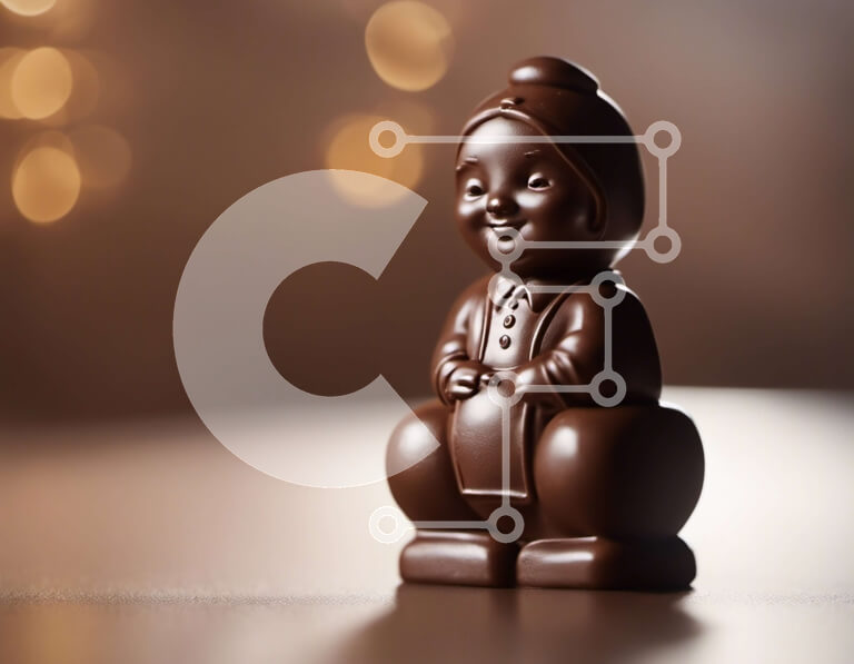 Σετ των 2 Intra Συλλεκτικό Ξύλινο Παζλ Plywood  4mm - Χαμογελαστό ειδώλιο σοκολάτας σε φόντο φώτα Bokeh Σε Ξύλινο Κουτί - Διαστάσεις: 10x10 cm – 25 κομμάτια