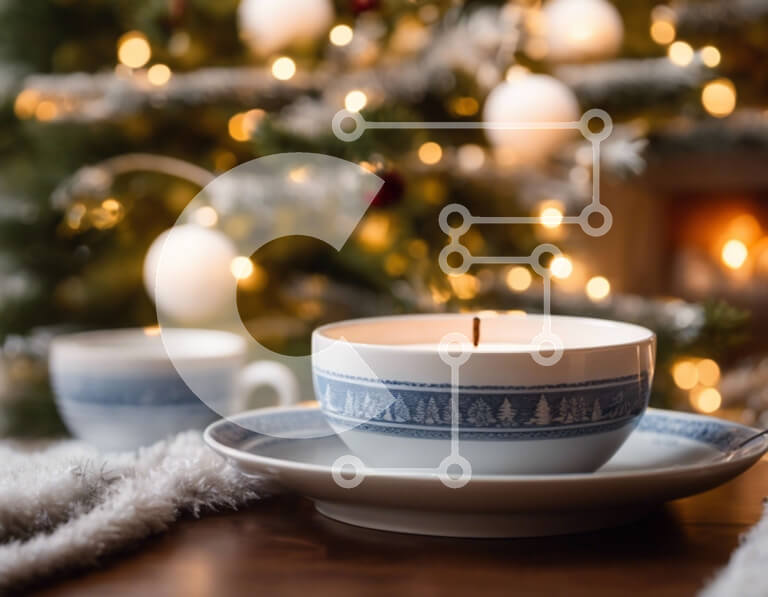 Intra Συλλεκτικό Ξύλινο Παζλ Plywood  4mm - Εορταστικό τραπέζι με χριστουγεννιάτικο δέντρο και στολίδια Σε Ξύλινο Κουτί - Διαστάσεις: 10x10 cm – 25 κομμάτια