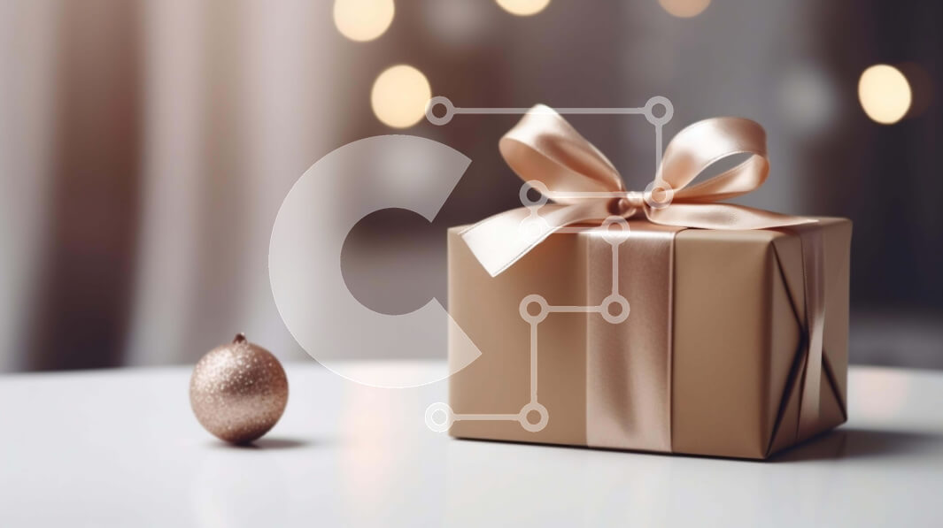 Intra Συλλεκτικό Ξύλινο Παζλ Plywood  4mm - Καφέ κουτί δώρου με χρυσή κορδέλα και αυγό στο τραπέζι Σε Ξύλινο Κουτί - Διαστάσεις: 10x10 cm – 25 κομμάτια