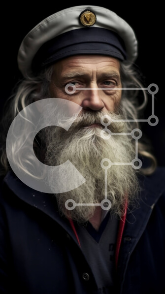 Intra Συλλεκτικό Ξύλινο Παζλ Plywood  4mm - Ηλικιωμένος άνδρας με καπέλο καπετάνιου και μακριά λευκή γενειάδα φωτογραφία Σε Ξύλινο Κουτί - Διαστάσεις Puzzle: 10x10 cm – 25 κομμάτια