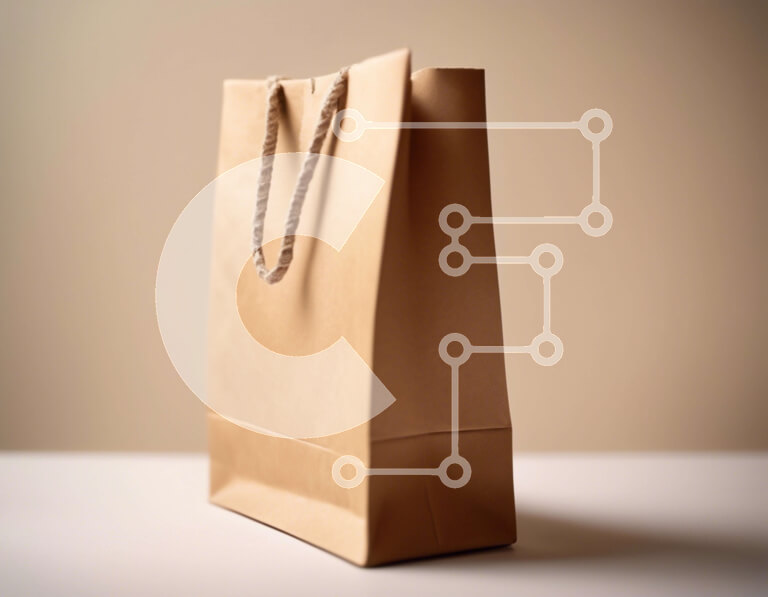 Intra Συλλεκτικό Ξύλινο Παζλ Plywood  4mm - Καφέ χάρτινη τσάντα αγορών σε λευκό φόντο Σε Ξύλινο Κουτί - Διαστάσεις: 10x10 cm – 25 κομμάτια