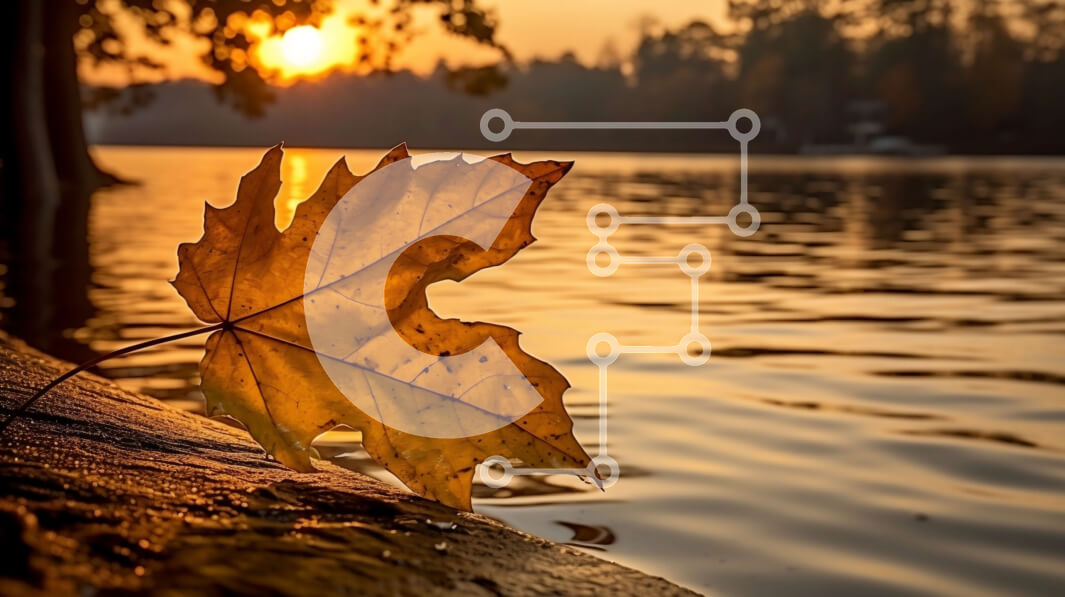 Intra Συλλεκτικό Ξύλινο Παζλ Plywood  4mm - Εκπληκτική εικόνα ενός κίτρινου φύλλου στην άκρη της λίμνης στο ηλιοβασίλεμα Σε Ξύλινο Κουτί - Διαστάσεις: 10x10 cm – 25 κομμάτια