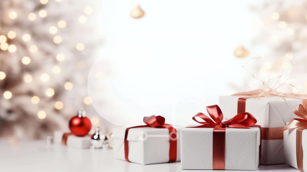 Intra Συλλεκτικό Ξύλινο Παζλ Plywood  4mm - Χριστουγεννιάτικα κουτιά δώρων με κόκκινες κορδέλες και φιόγκους Σε Ξύλινο Κουτί - Διαστάσεις: 10x10 cm – 25 κομμάτια